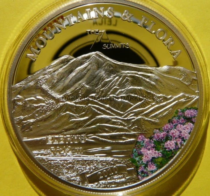 5$ PALAU 2010 KAUKAZ ELBRUS GÓRY KWIATY Ag +CER
