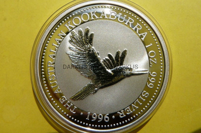 1$ AUSTRALIA 1996 PTAK KOOKABURRA ZIMORODEK Ag 999 Oz