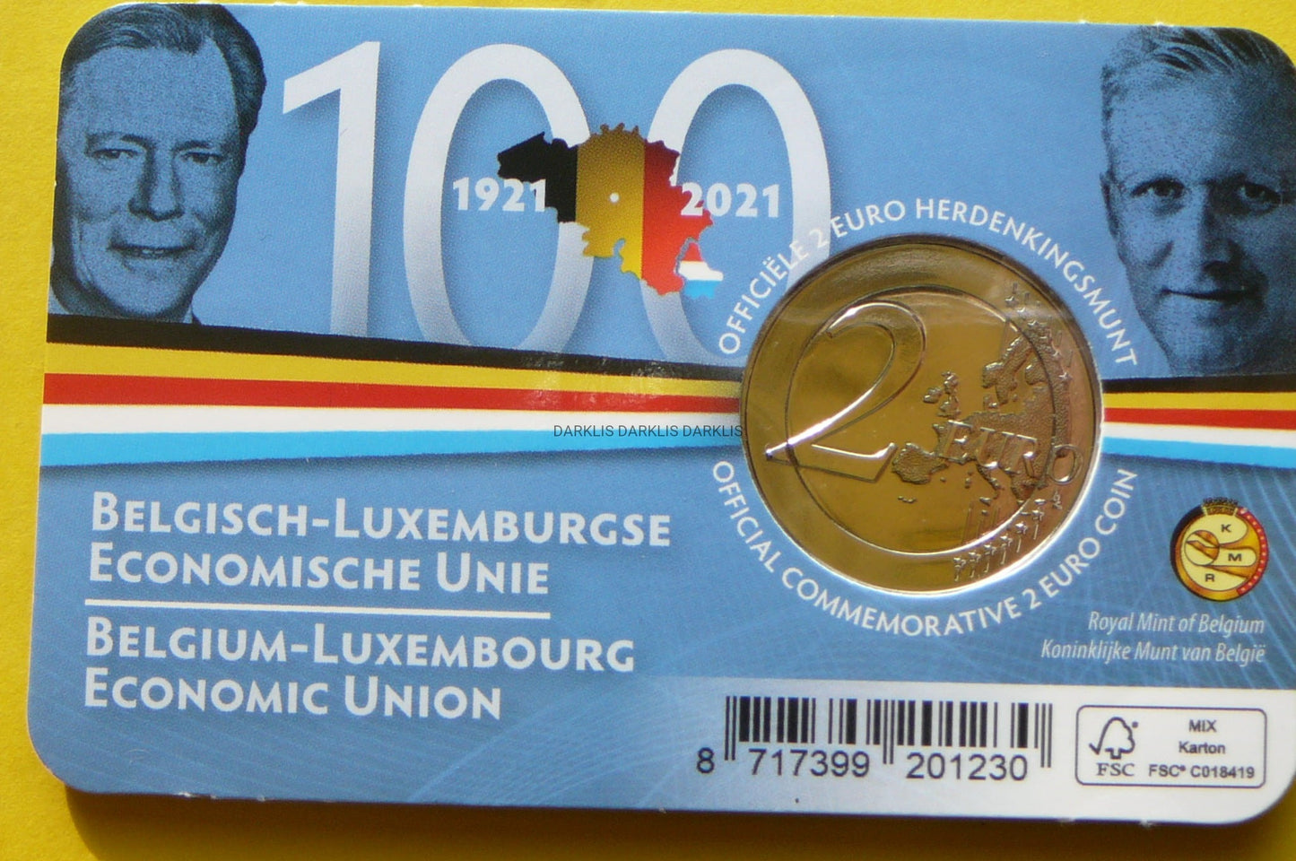 2 EURO BELGIA 2021 100 LECIE UNII GOSPODARCZEJ UNC