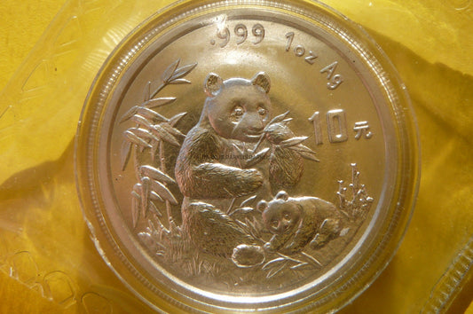 10 YUAN CHINY 1996 PANDA WIELKA Ag 999 Oz MENNICZA