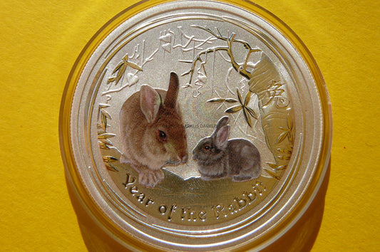 1/2$ AUSTRALIA 2011 ROK KRÓLIKA LUNAR Ag 999 KOLOR