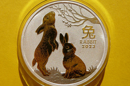 1$ AUSTRALIA 2023 ROK KRÓLIKA LUNAR Ag/Au 999 Oz