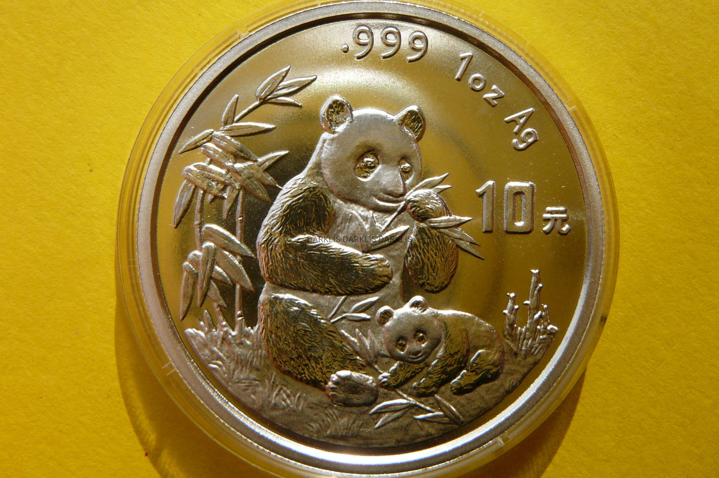 10 YUAN CHINY 1996 PANDA WIELKA SREBRO 999 UNCJA