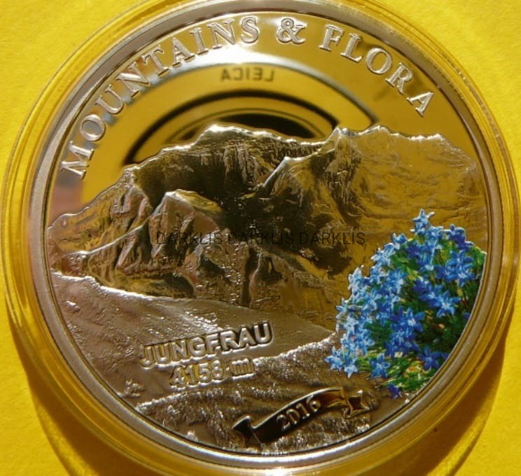 5$ PALAU 2016 - SZCZYT JUNGFRAU GÓRY KWIATY Ag +CE