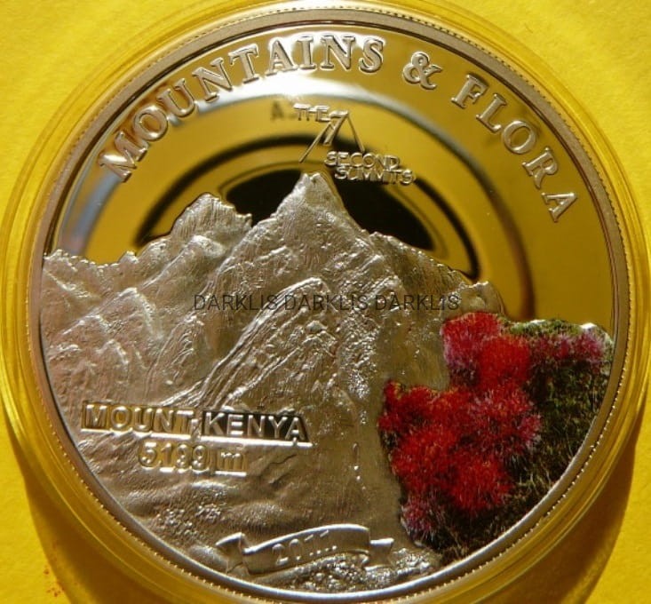 5$ PALAU 2011 - SZCZYT KENIA GÓRY KWIATY Ag +CER