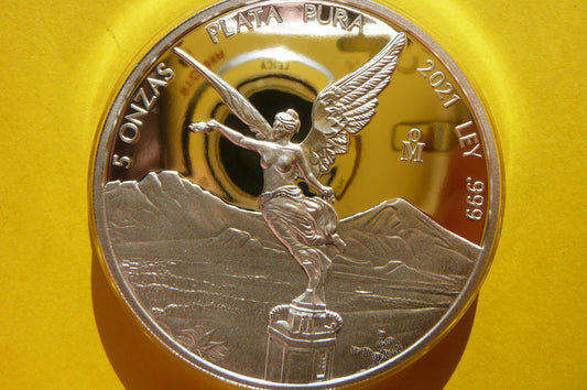 5 ONZAS PLATA PURE MEKSYK 2021 LIBERTAD Ag PROOF