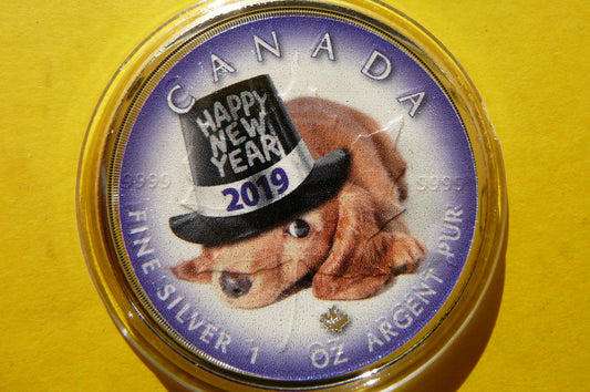 5$ KANADA 2019 SZCZĘŚLIWEGO NOWEGO ROKU Ag KOLOR 2