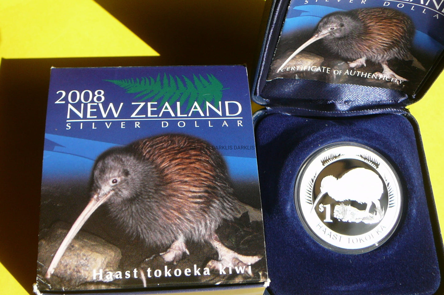 1$ NOWA ZELANDIA 2008 PTAK KIWI Ag Oz PROOF RZADKA