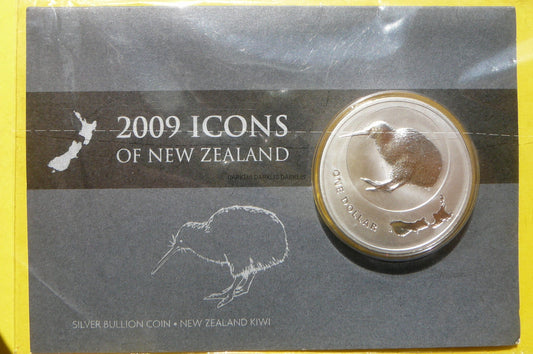 1$ NOWA ZELANDIA 2009 KIWI SREBRO 999 UNCJA LIMIT