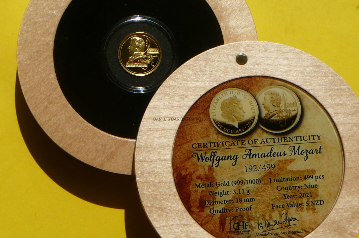 5$ NIUE 2021 WOLFGANG AMADEUSZ MOZART ZŁOTO RZADKA