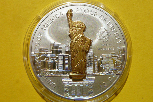 10$ COOK ISL 2006 STATUA WOLNOŚCI POMNIK Ag 999 Oz