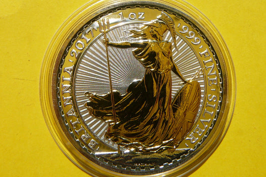 2 FUNTY BRYTANIA 2017 KOBIETA RYCERZ Ag/Au 999 Oz