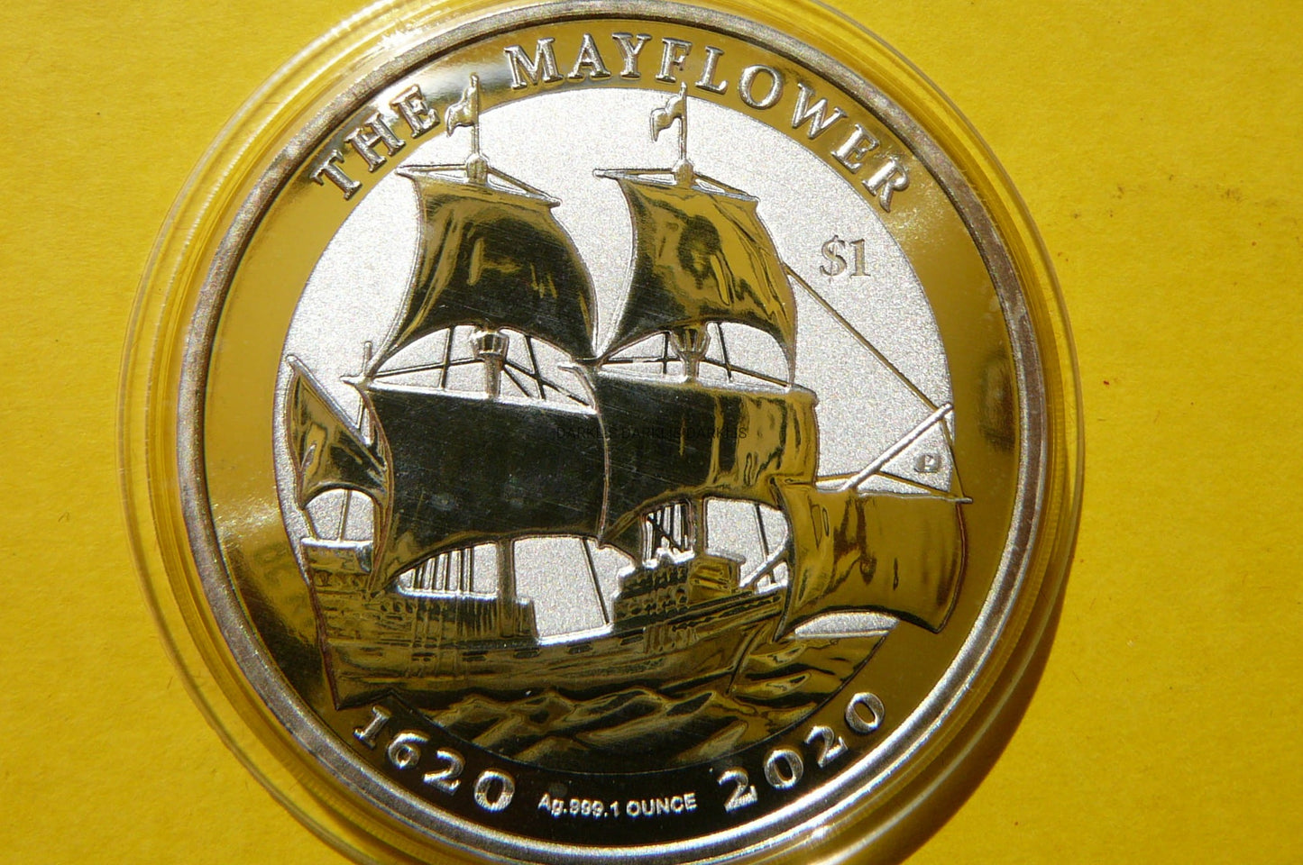 1$ WYSPY DZIEWICZE 2020 ŻAGLOWIEC MAYFLOWER Ag Oz