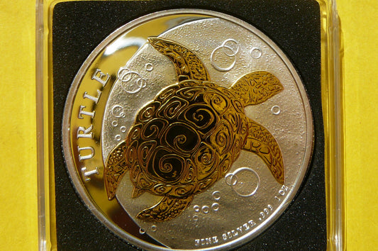 2$ NIUE 2019 ŻÓŁW SZYLKRETOWY Ag/Au 999 UNCJA