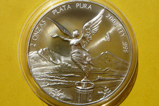 2 ONZAS PLATA PURA MEKSYK 2002 LIBERTAD Ag 999 2Oz