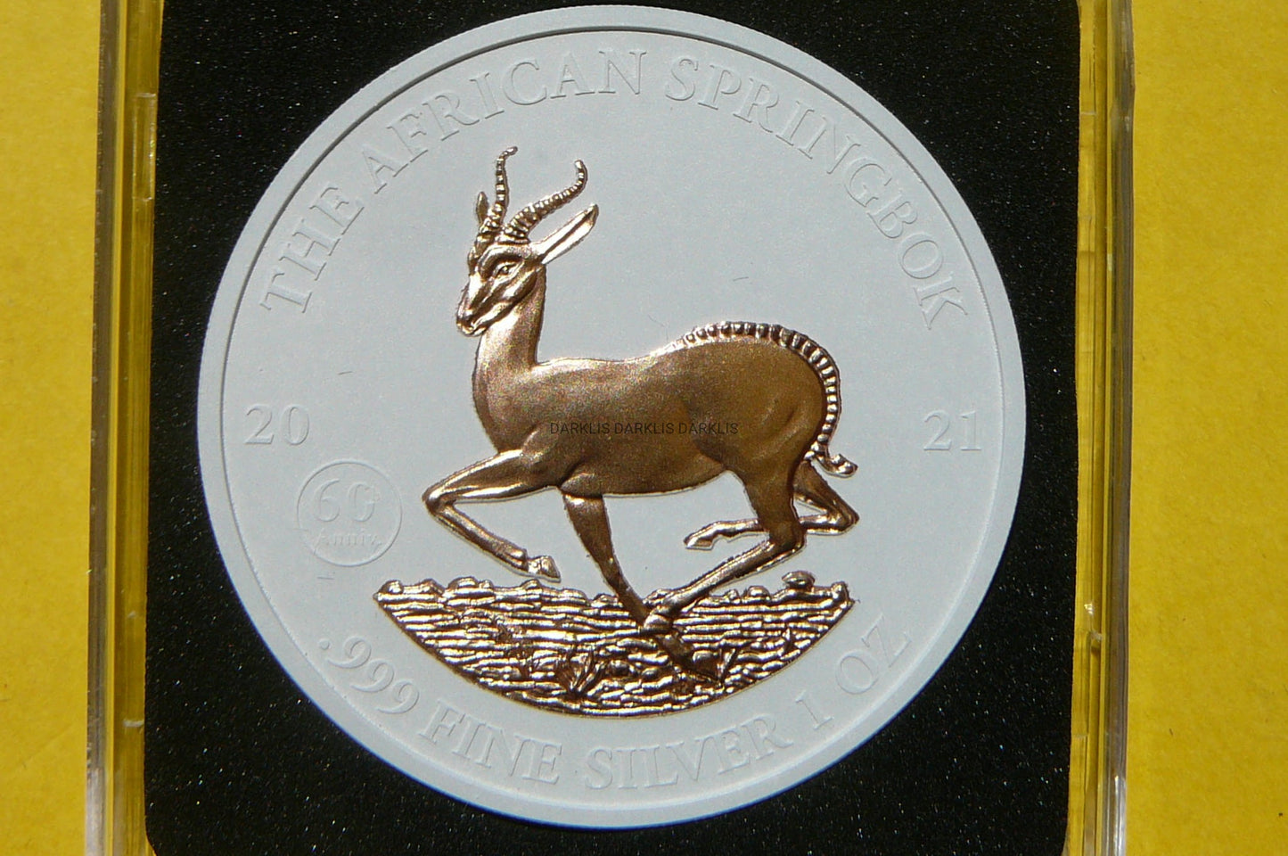 1000 FR GABON 2021 SPRINGBOK Ag/Au 999 Oz CERAMIK
