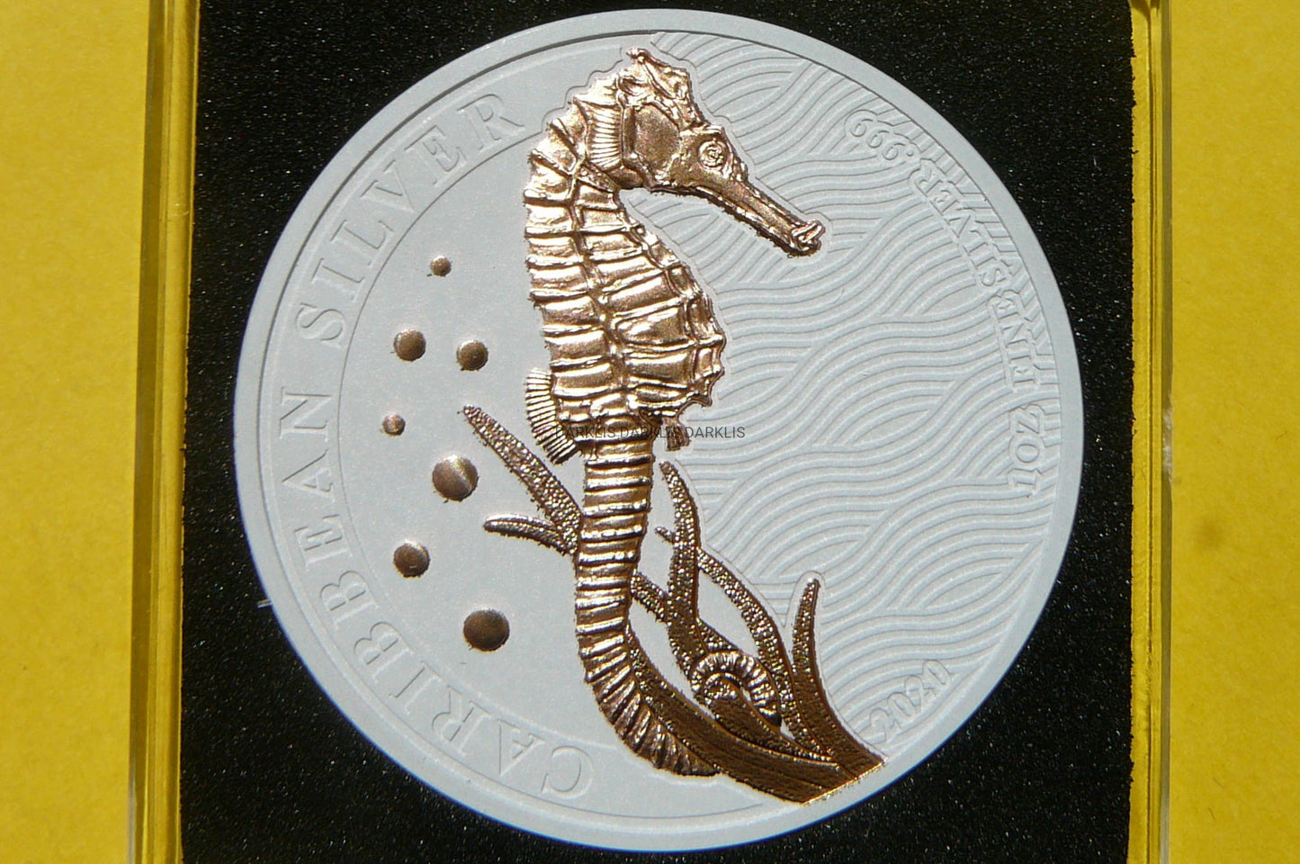 1$ BARBADOS 2020 KONIK MORSKI Ag/Au 999 Oz CERAMIK