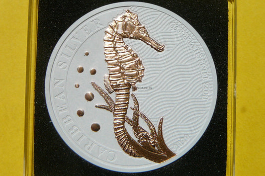 1$ BARBADOS 2020 KONIK MORSKI Ag/Au 999 Oz CERAMIK
