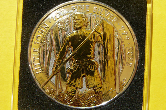2 FUNTY BRYTANIA 2022 MAŁY JOHN Ag/Au 999 Oz +CER