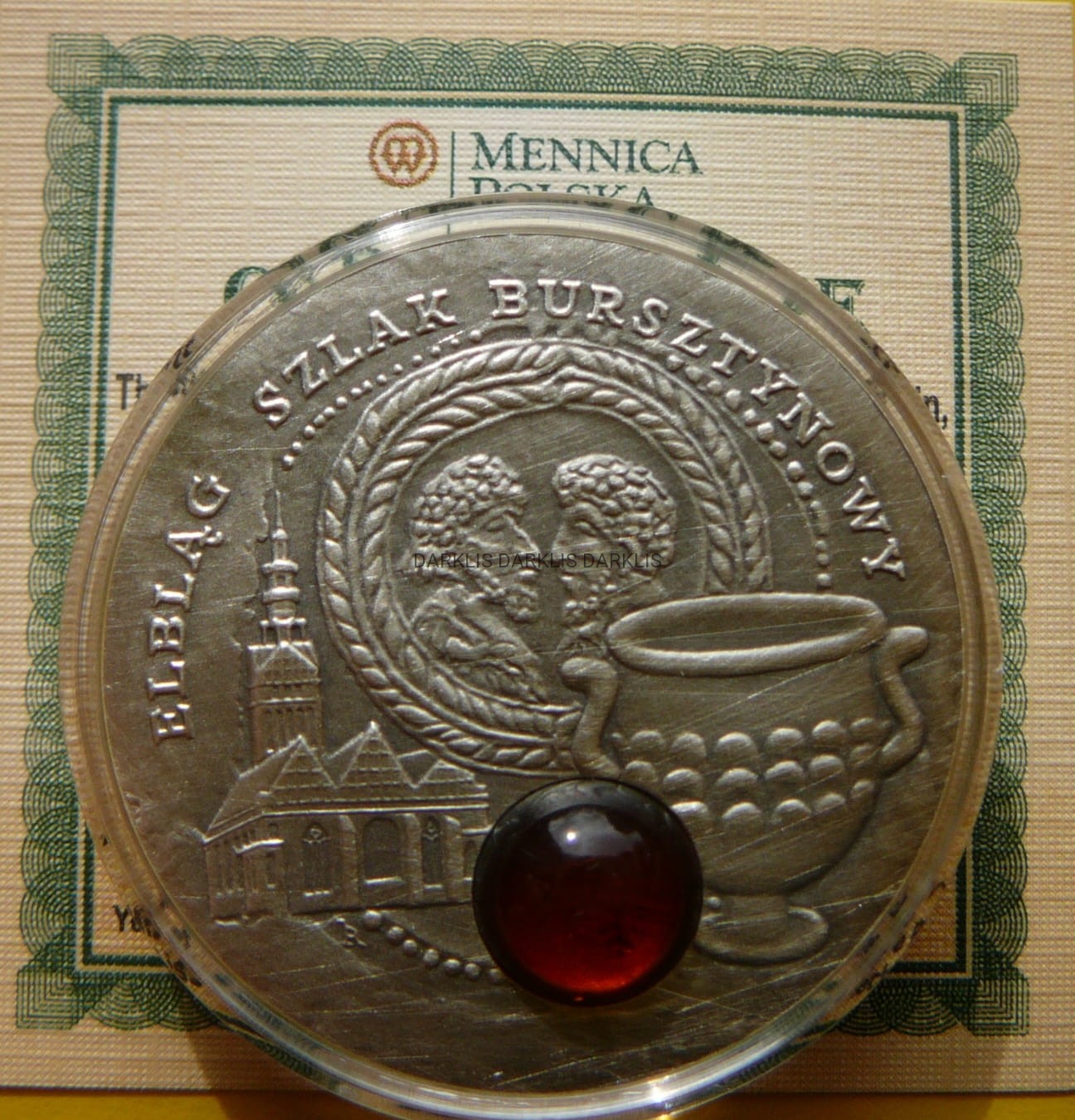 1$ NIUE 2009 ELBLĄG SZLAK BURSZTYNOWY Ag 925 +CER