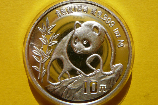 10 YUAN CHINY 1990 PANDA SREBRO 999 UNCJA MATT