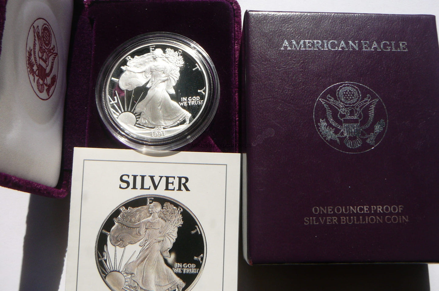 1$ USA 1991 S EAGLE BOGINI WOLNOŚCI LIBERTY Ag Oz PROOF