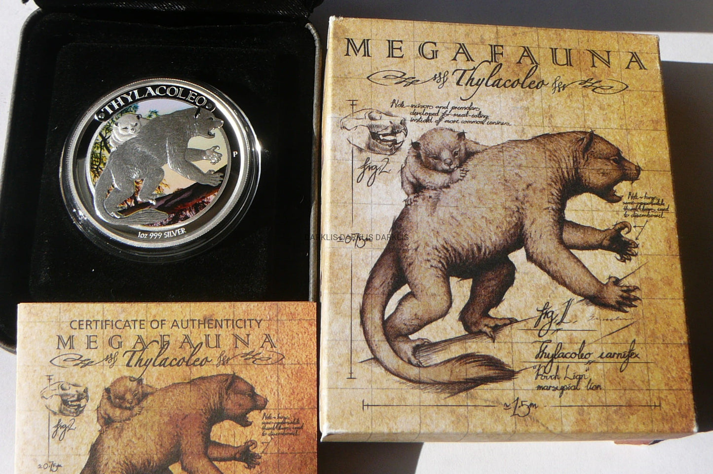 1$ AUSTRALIA 2014 MEGAFAUNA THYLACOLEO Ag 999 Oz