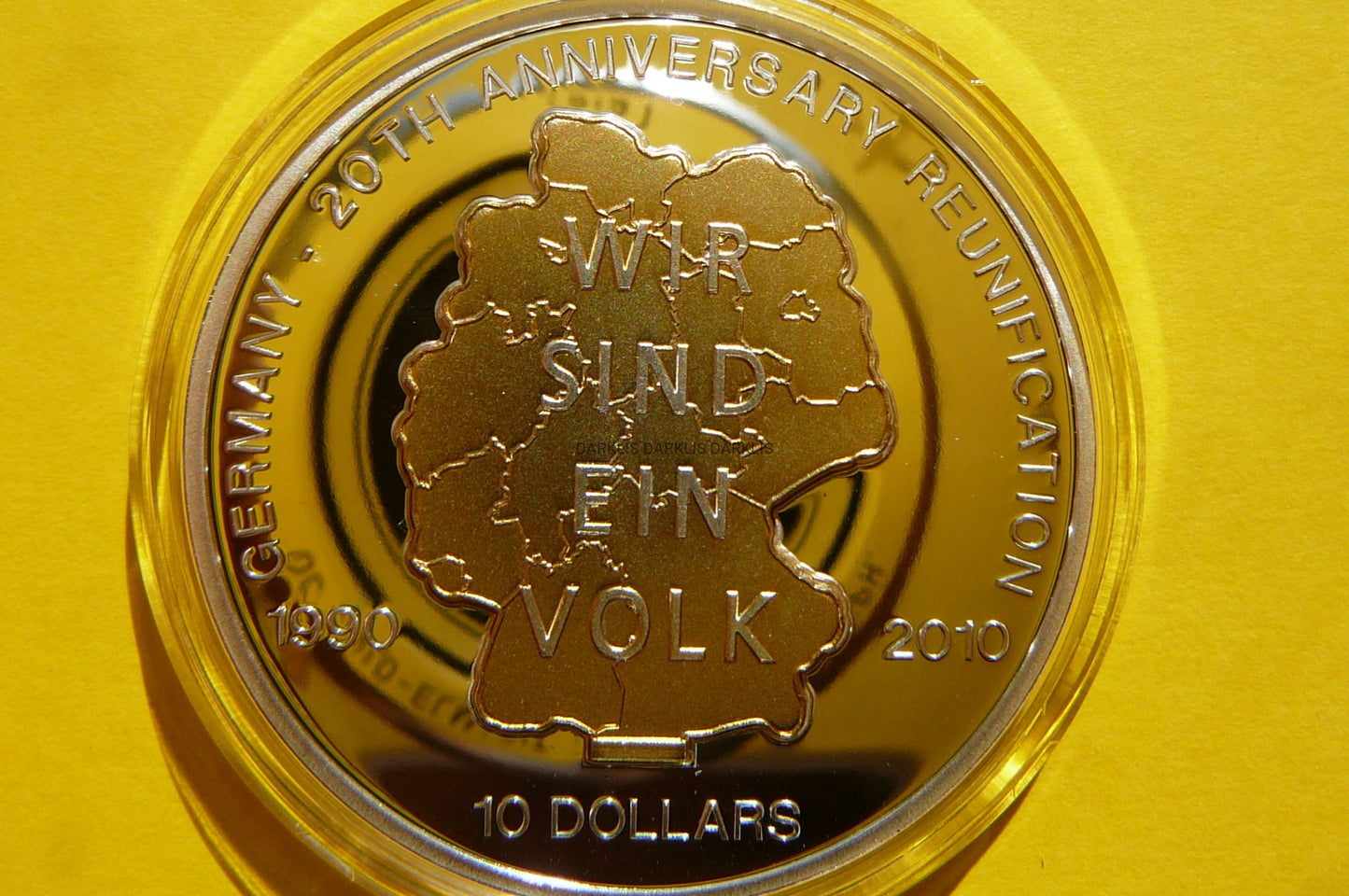 10$ NAURU 2010 ZJEDNOCZENIE NIEMIEC Ag 999 Oz +CER