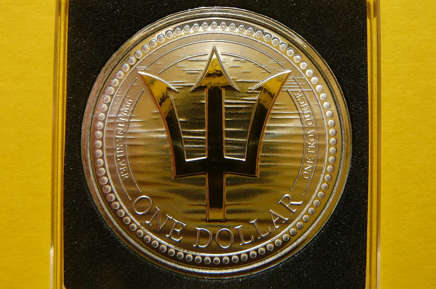 DOLLAR BARBADOS 2022 TRÓJZĄB POSEJDONA Ag/Au Oz +CER