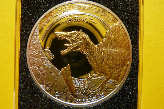 20 FRANK KONGO 2020 DINOZAURY SPINOZAUR Ag/Au +CER