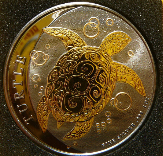 2$ NIUE 2022 ŻÓŁW SZYLKRETOWY Ag/Au Oz RUTHEN +CER
