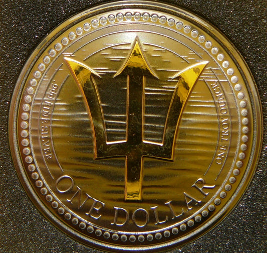 1$ BARBADOS 2022 TRÓJZĄB Ag/Au 999 Oz RUTHEN +CER
