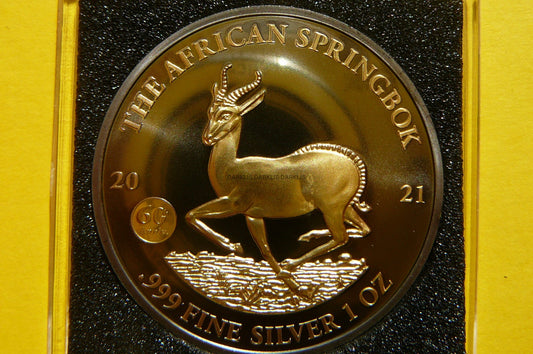 1000 FR GABON 2021 SPRINGBOK Ag/Au Oz RUTHEN +CER