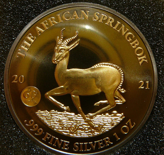 1000 FR GABON 2021 SPRINGBOK Ag/Au Oz RUTHEN +CER