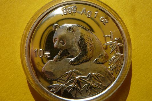 10 YUAN CHINY 1999 PANDA WIELKA Ag Oz RARYTAS !!