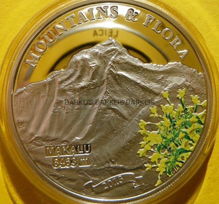 5$ PALAU 2013 SZCZYT MAKALU GÓRY KWIATY Ag +CER