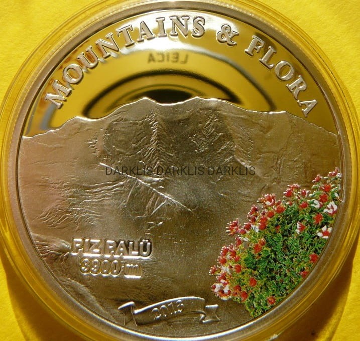 5$ PALAU 2013 SZCZYT PIZ PALU SZWAJCARIA GÓRY KWIATY +CER