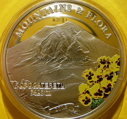 5$ PALAU 2013 SZCZYT POPOCATEPETL MEKSYK GÓRY KWIATY Ag +CER