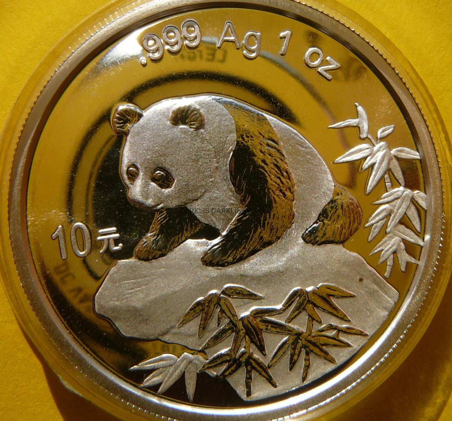 10 YUAN CHINY 1999 PANDA WIELKA Ag Oz DUŻA DATA