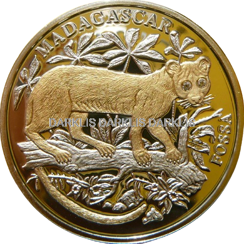 10$ LIBERIA 2005 FOSSA MADAGASKAR Ag 999 + BRYLANT