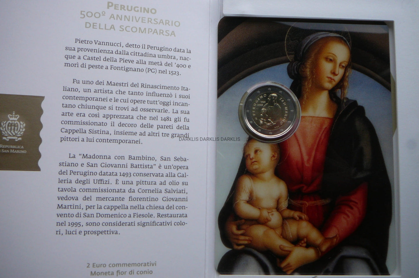 2 EURO SAN MARINO 2023 PIETRO PERUGINO