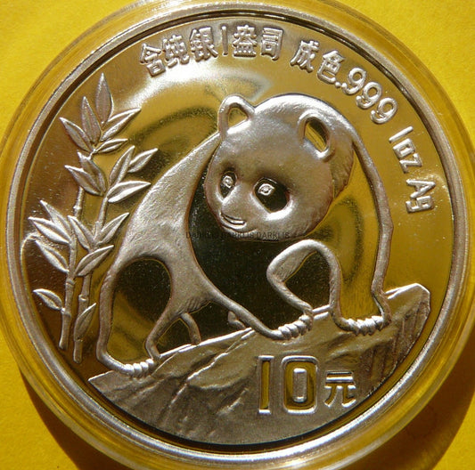 10 YUAN CHINY 1990 PANDA Ag 999 Oz DUŻA DATA