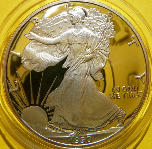 1$ USA 1990 S EAGLE BOGINI WOLNOŚCI LIBERTY Ag Oz PROOF