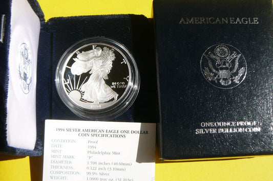 1$ USA 1994 P EAGLE BOGINI WOLNOŚCI LIBERTY Ag Oz PROOF