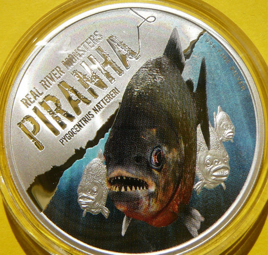 2$ NIUE 2013 PIRANIA POTWORY Z RZEK KOLOR RZADKA