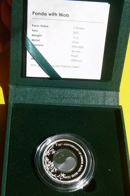 2$ PALAU 2013 JUBILEUSZ PANDA CHIŃSKA Ag + NIOB RZADKA