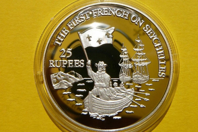 25 RUPII SESZELE 1993 ŻAGLOWIEC FRANCJA Ag 925 Oz