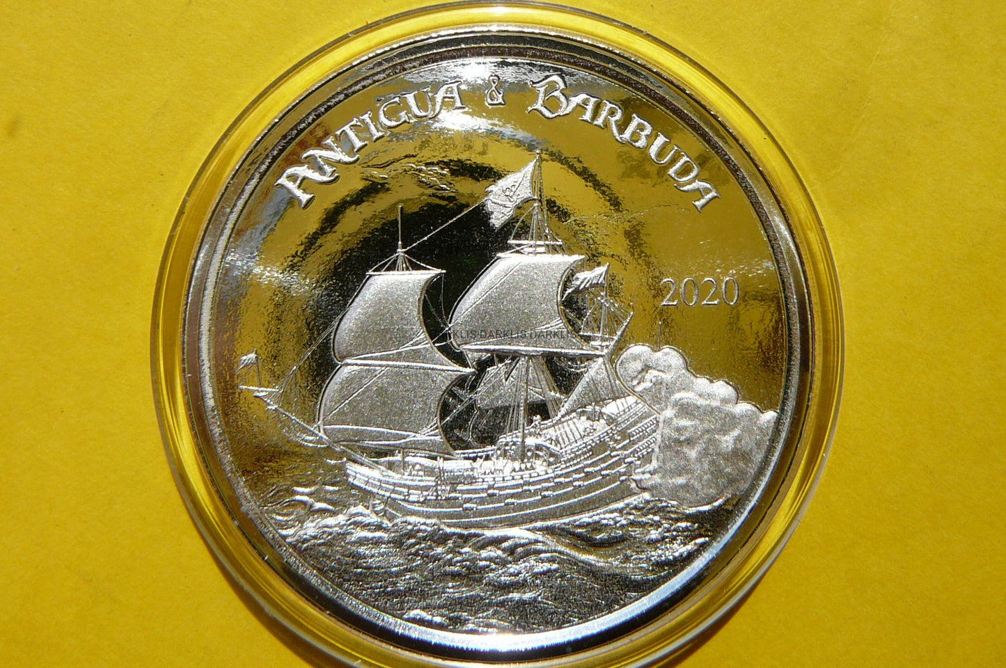 2$ KARAIBY WSCH 2020 ŻAGLOWIEC ANTIQUA Ag 999 Oz