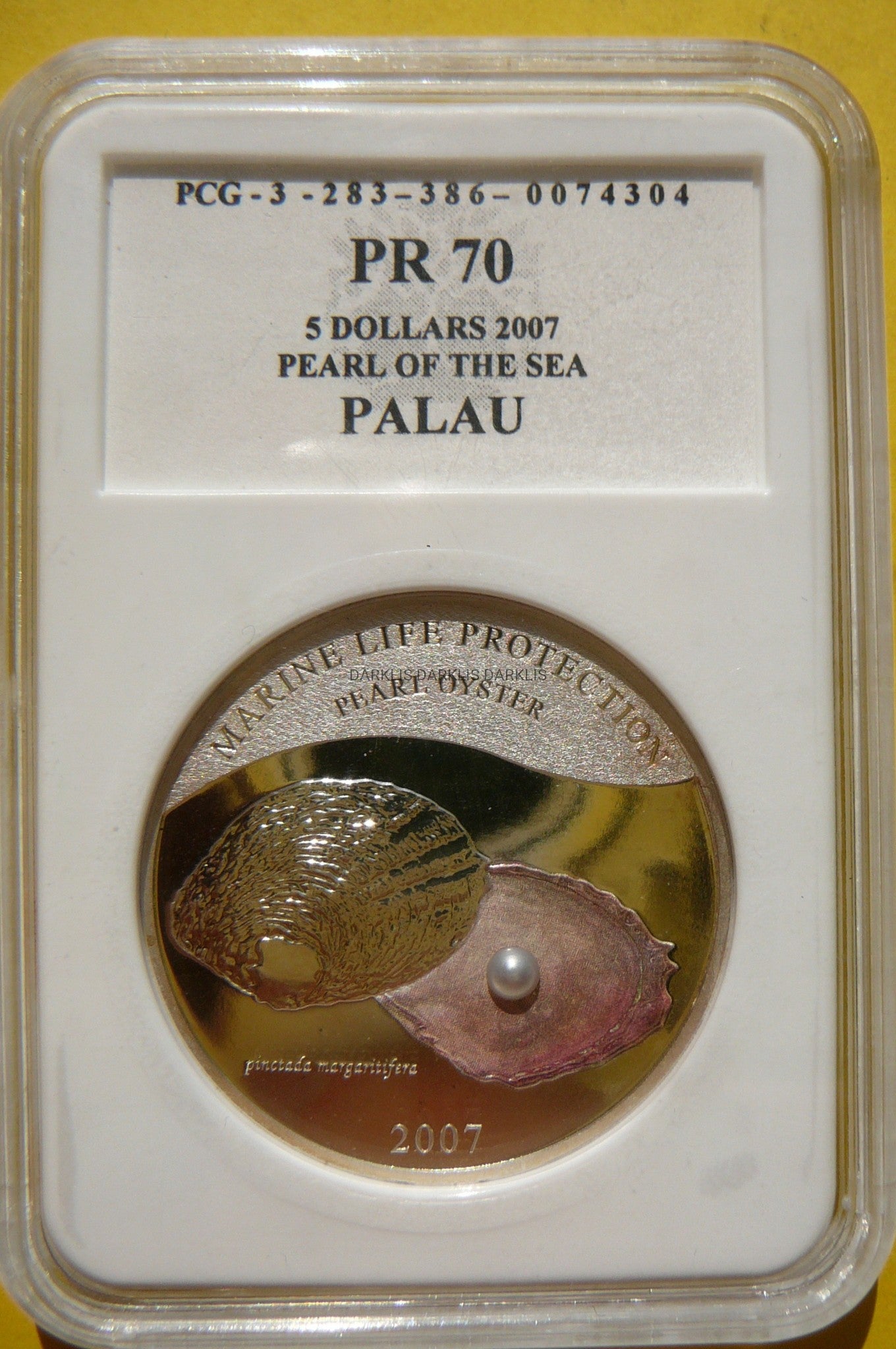 5$ PALAU 2007 PERŁA RÓŻOWA MASA PERŁOWA SREBRO 925
