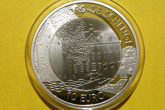 10 EURO LUKSEMBURG 2010 UKŁAD z SCHENGEN Ag RZADKA